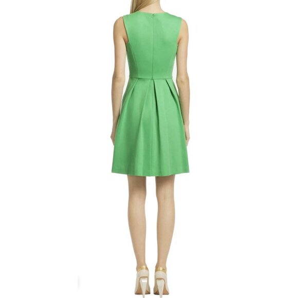 Trina Turk A Line Pocket Dress Small 4 Green Stretch Sleeveless Career Church - Picture 3 of 9